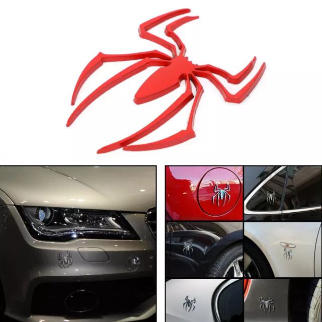 Car Sticker Metal Spider Shape 3D Car Emblème Insigne Autocollant Diy Red A