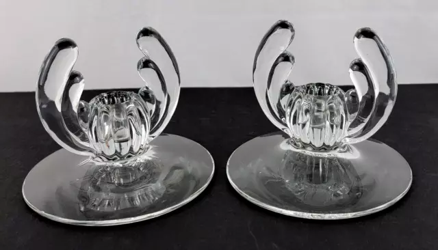 Heisey Crystolite Set of 2 Vintage Candle Holders Clear Art Deco 1937-1957