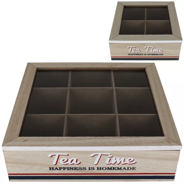 4 oder 9 Fächer Teekiste Teebeutelbox Teebox Teebeutel Tee Kiste Aufbewahrung