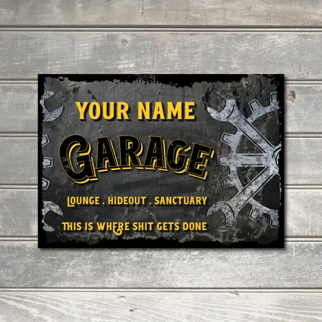 Personalised Custom Garage Sign Workshop Aluminum Metal Plaque