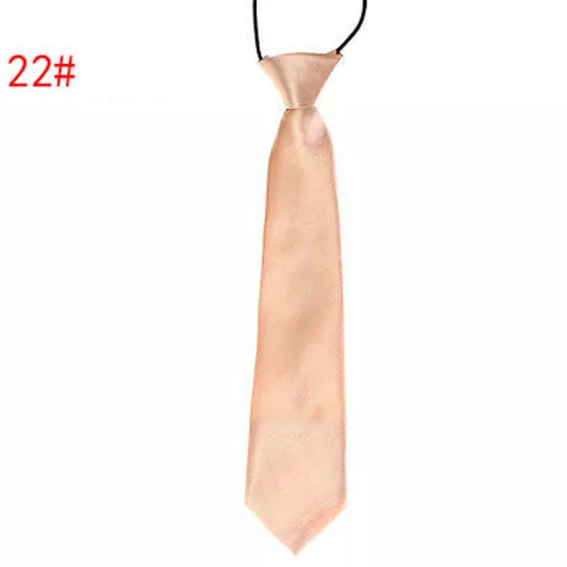 Kid Tie Loop Classic Wedding Elasticated Child Necktie Boy Plain Party Smooth CA