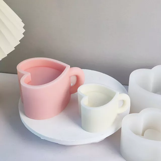 Hágalo usted mismo taza de velas de silicona corazón de amor molde grande jabón aromático molde para hornear yeso y
