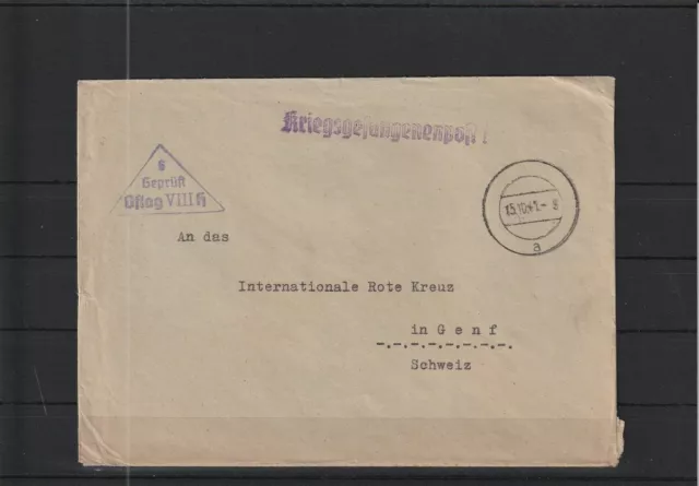 Kriegsgefangenenpost Zensur Oflag VIIIh Brief nach Genf/Schweiz, 1941 #1100256