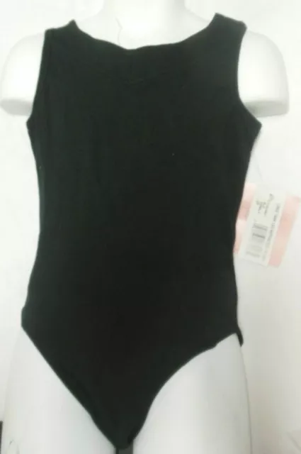 CAPEZIO TANK Leotard BLACK GIRLS 4-6 small cottonlycra embroidered back logo