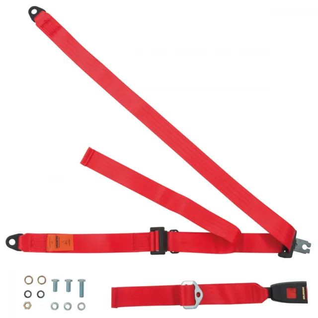 Rear Static Seat Belt For Hillman Imp Mk2 Saloon 1963-1976 Red