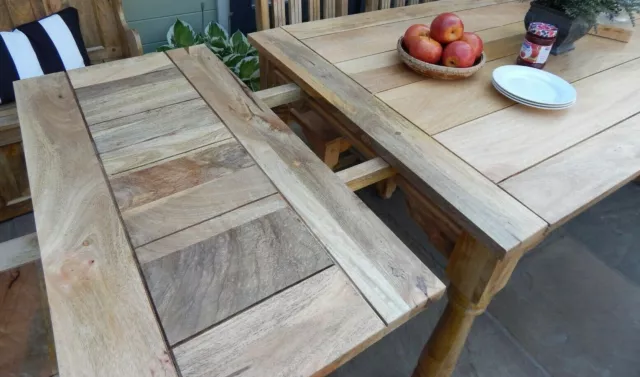 Large Rustic Extending Farmhouse Country Kitchen Dining Table Solid Hardwood