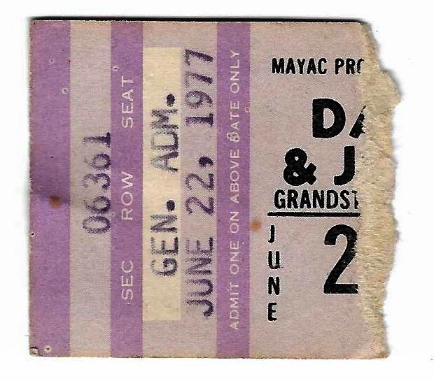 Hall and Oates 6/22/77 Allentown PA Rare Ticket Stub Darryl & John