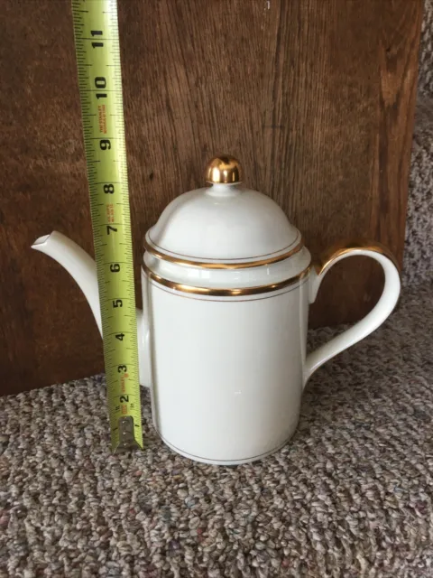 1975 Fitz & Floyd PALAIS BUFF Coffee Pot Server Set Ivory  w/ Gold Trim 3