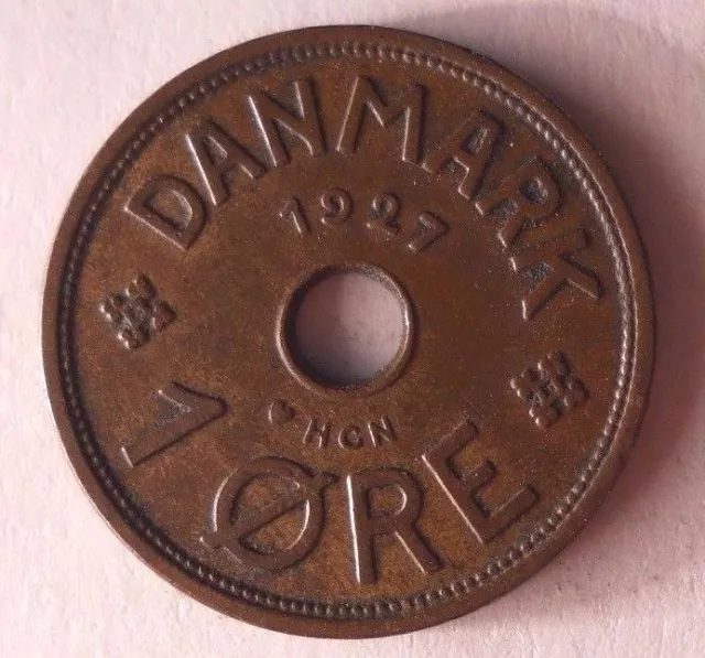 1927 DENMARK ORE - XF/AU - Low Mintage - KEY DATE - Free Shipping - DENMARK BIN