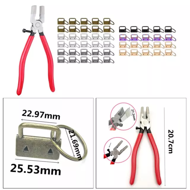 1 inch Key Fob Hardware with Keyrings Pliers Tool Keychain Hardware Set for