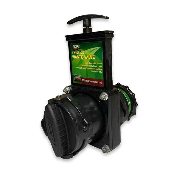 Valterra T58 3" Twist-on RV Trailer Sewer Waste Valve w/ Deluxe Hose Adapter