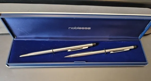 Noblessa Schreibset Kugelschreiber &  Bleistift Silberfarben