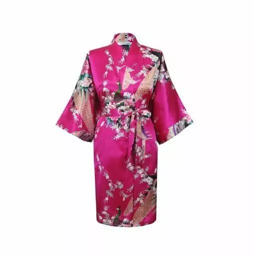 Soie Robe de Mariage Floral Peignoir Court Kimono Chambre pour Femmes