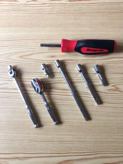 Snap On, 1/4 Ratchet, Extensions, Knuckle Bar, Driver Etc, Never Used, As Shown.