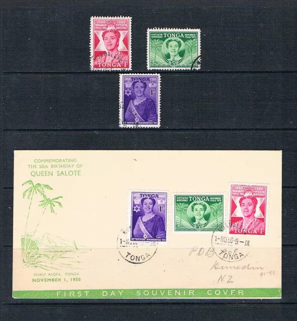 Tonga 1950 50th Geburtstag Von Queen Salote Singles/Fdc-Sc 91-93 [ Sg 92-94]