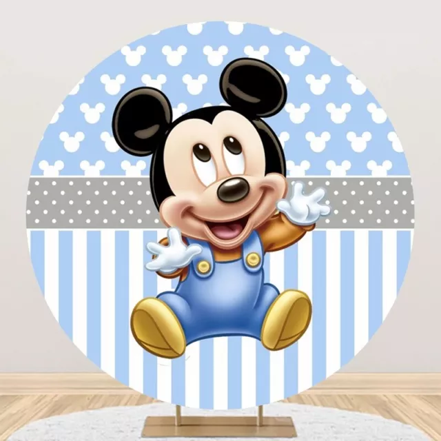 Baby Mickey Mouse Round Backdrop Cover 1st Birthday Party Baby Shower Background