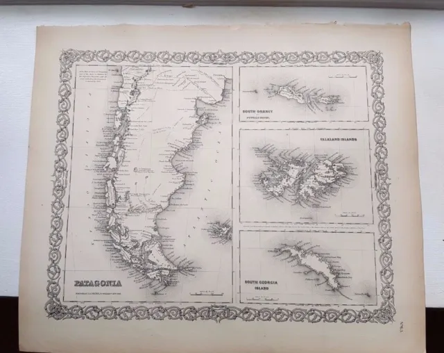 1856 Map - PATAGONIA, SOUTH ORKNEY FALKLAND ISLANDS & SOUTH GEORGIA ISLAND