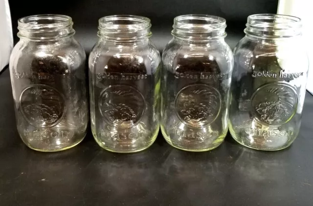 Golden Harvest Quart Mason Canning Jars Lot of 4