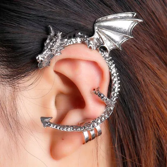 Drachen Flügel Ohrringe Drache Gothic Ohrklemme Ohrring  links 1 Stk.