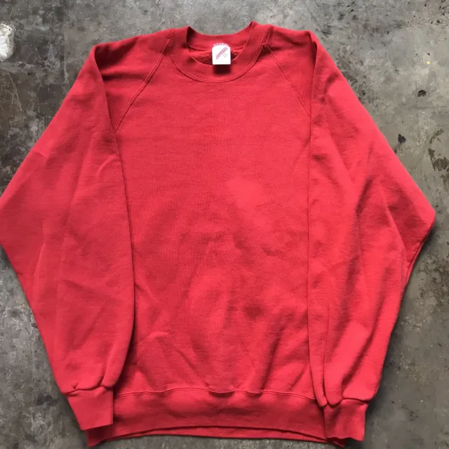 Vintage Jerzees Crewneck sweatshirt 2XL Red Grunge Made in USA vtg