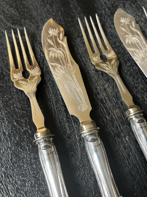 6 fourchettes de table métal argenté P de Ruolz silver plated forks 21 cm