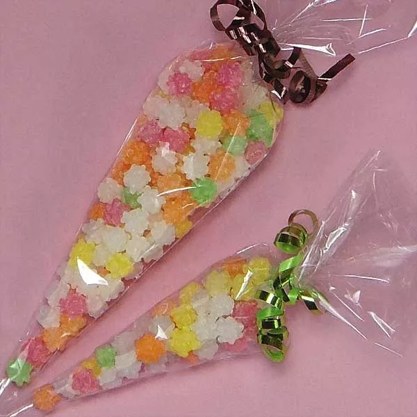100 Cone Sweet Bags 7-1/2 x 17 Clear Cello Party - Large Cellophane Candy Treat