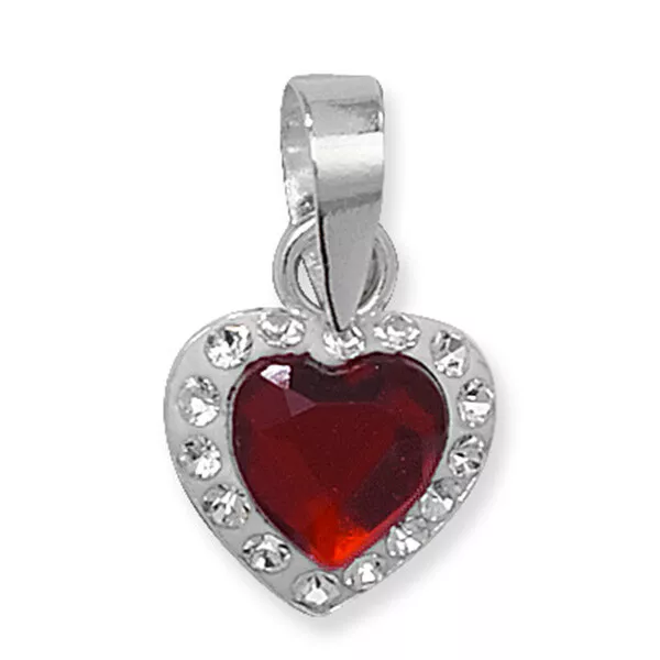 Sterling Silver Ruby Heart Pendant Hallmarked British Made All Chain Lengths