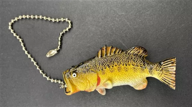 Large Mouth Bass CEILING FAN PULL Chain Lamp Light Cabin Lodge Fishing DECOR