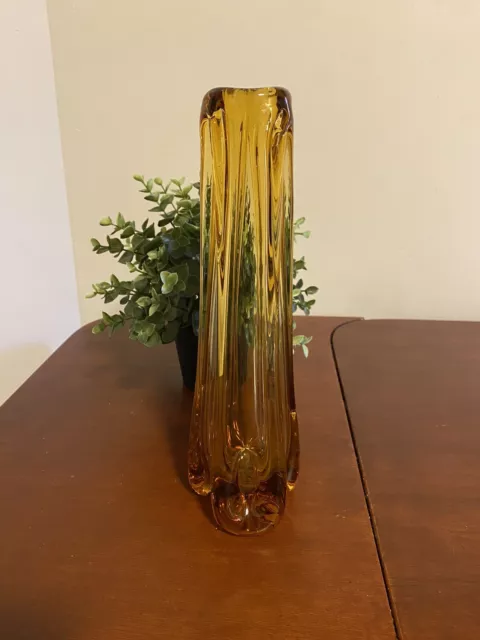 Glut Vase Jan Sylwester Drost Amber Vase for Ząbkowice Sklarne Polish 1970