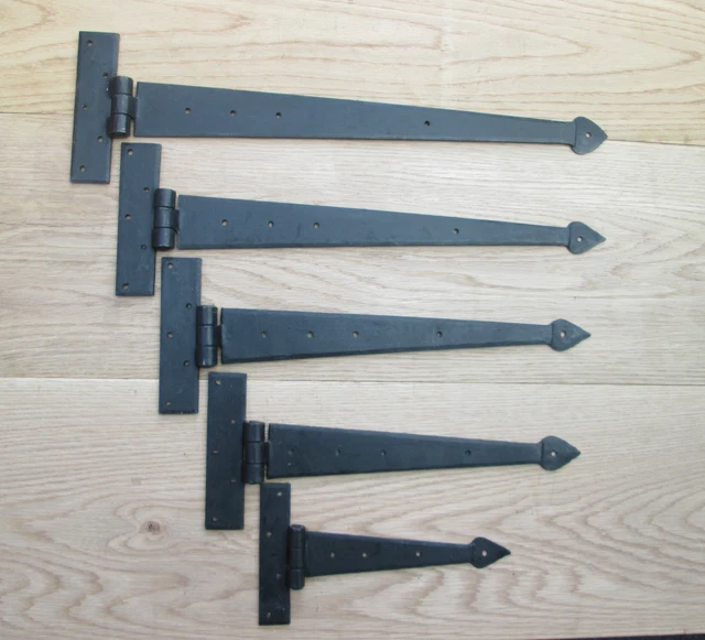 1 PAIR Hand Forged Tee T hinge ARROW HEAD Wrought iron Blacksmith Gate Door 2