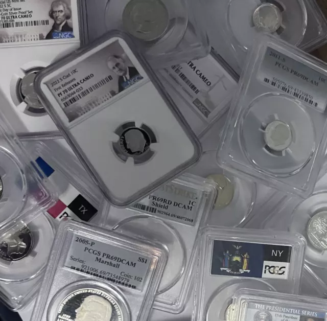 1959-2023 PCGS/NGC ~ PF/PR69/70DCAM Silver & Clad 2 Slabbed Coin Lot Estate Sale