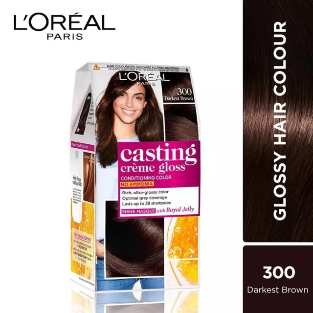 1X L'Oreal Paris Casting Creme  Ammonia Free Hair Colour Darkest Brown 87gm+72ml