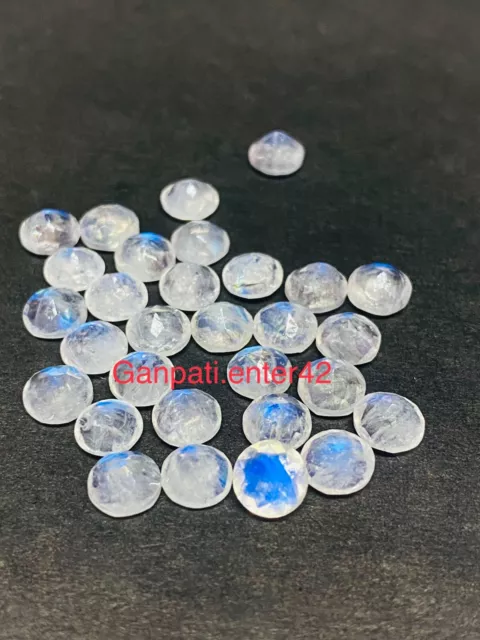 Natürlich Regenbogen Mondstein Facettiert Rund Schliff 3x3 MM 10 Stück Lot Lose