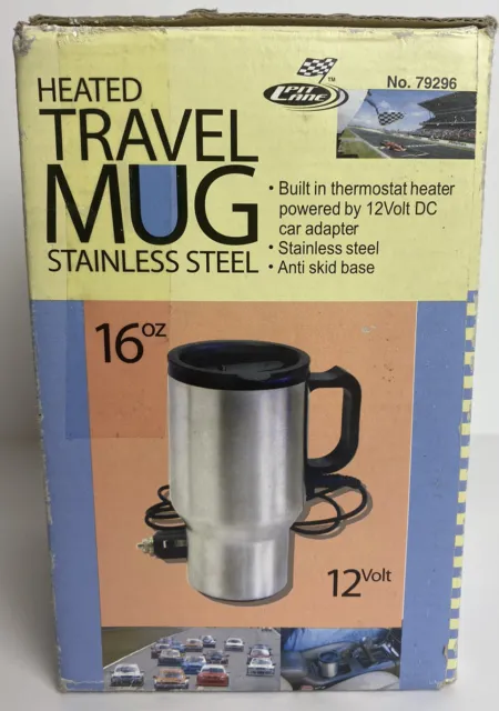 Heated Travel Mug. Brand New. 12 Volt, 16 Oz, Stainless Steel.