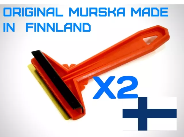 Eiskratzer MURSKA aus Finnland (Rot) Messingklinge Auto Eisschaber Messing x2