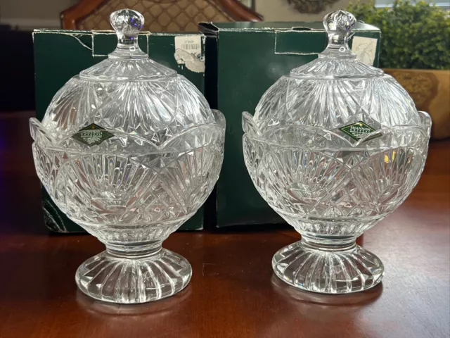 Shannon Crystal Freedom Covered Candy Dish by Godinger Set Of (2) Two Open Box