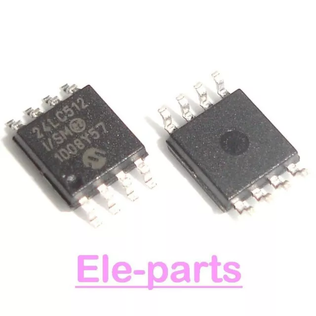 5 PCS 24LC512-I/SM WSOP-8 24LC512  8 EEPROM 512K Integrated Circuits #A6-26