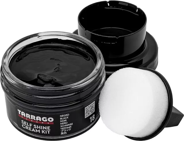 Tarrago Shoe Shine Cream Self Liquid Polish Kit Leather 50 ml jar (1.76oz) BLACK 2