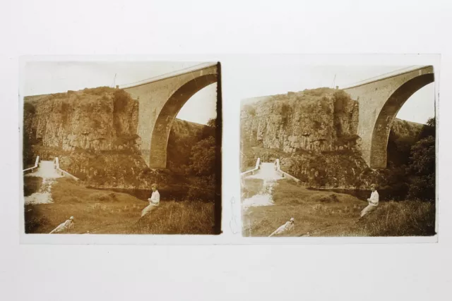 Bretagne Vacances France Photo Stereo 10n26 Plaque verre Vintage c1930