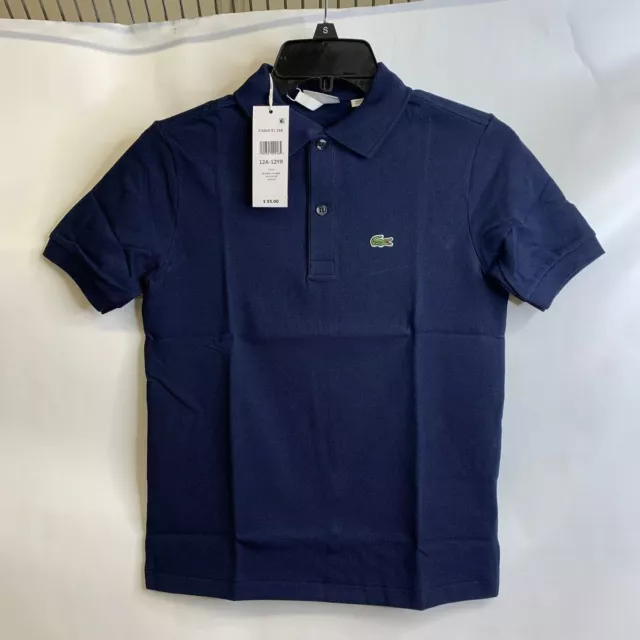 LACOSTE Regular Fit Petit Piqué Polo Kids' Size 12YR Navy Blue PJ2909