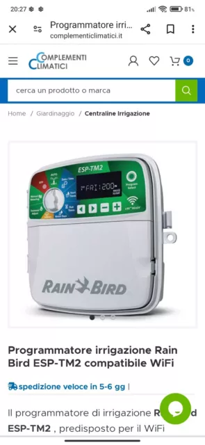 Centralina per irrigazione Rain Bird ESP-TM2 da esterno 4 stazioni