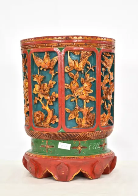 Antique Chinese Red & Gilt Wooden Carved Altar Stand, Qing Dynasty, 19th c 3