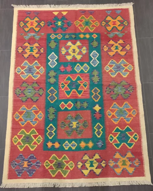 Heritage Tribal Vintage Kilim, Handwoven Artisan Afghan Turkish  Rug, 180x132 CM