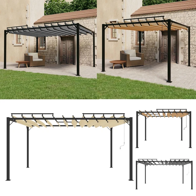 3x3m Garten Pavillon mit verstellbaremLamellendach Terrasse Pavillon 3x4m