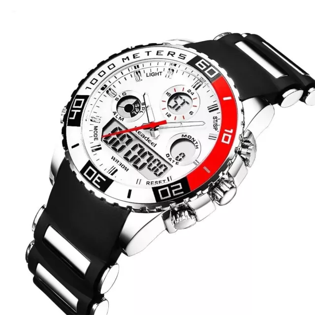 Men Rubber LED Digital Quartz Watch Sports Army Military Wrist watch Red Black