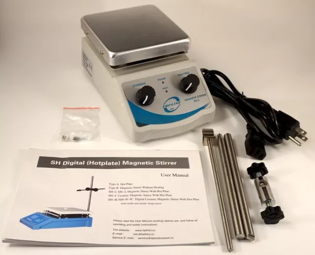 Topline Lab SH-2  Hot Plate Magnetic Stirrer, Dual Control, 1 Inch Stir Bar, NEW