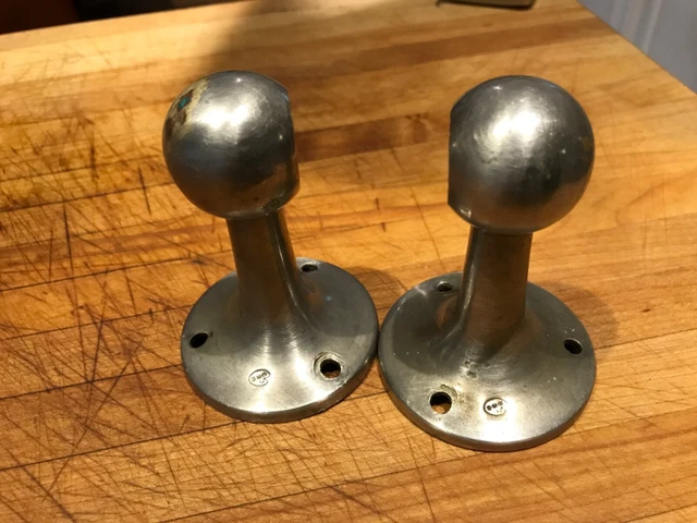 Pair Antique Milk Glass Bathroom Kitchen Towel Bar Holder S.M.C Nickel Brackets