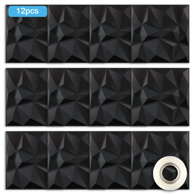 12x 3D Wall Panels PVC Tiles Brick Textured Wallpaper DIY Art Home Decor 30x30cm