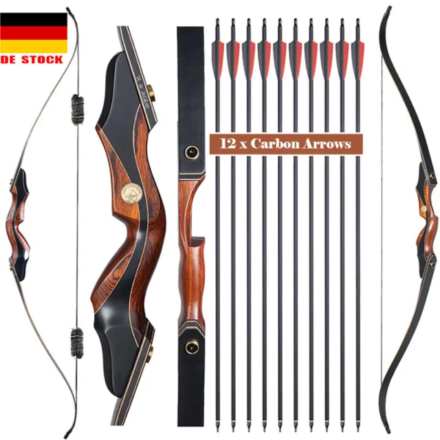 60 Zoll Jagdbogen Takedown Recurvebogen Rechte Hand Bogenschießen 30-50lbs Ziel