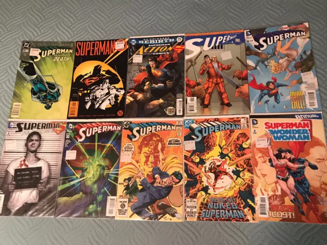 Superman ~ Mixed Lot Of 10 Copies DC Comics 1996 thru 2016 mostly sleeved